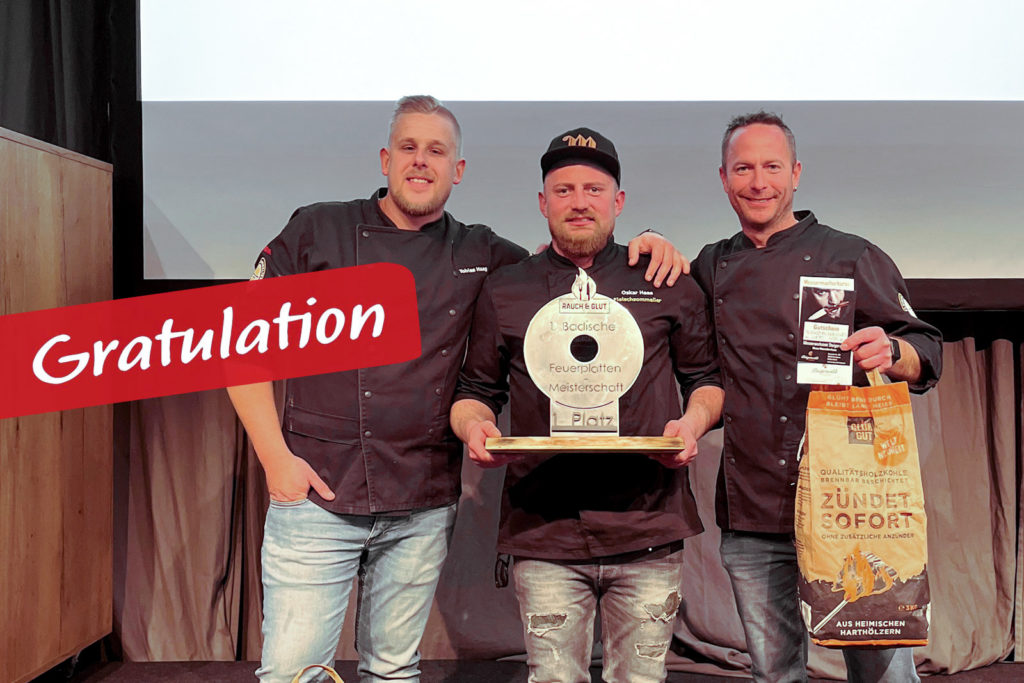 Fleischsommelier Wettbewerb Sieger auf der Rauch und Glut in Freiburg 1. Badischen Feuerplatten Meisterschaft